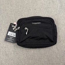 Baggallini Triple Zip Bag Bagg Crossbody Black Washable Pockets Small NWT picture