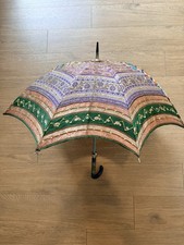 Vintage 1950s Brocade Parasol Swirl Lucite Handle Sequin Umbrella Parasol picture