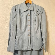 Vintage 1940's Lampl Women's M Blue Wool Gabardine Skirt Suit picture