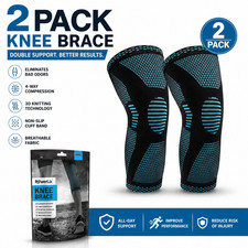 PowerLix Knee Brace 2 Pack Size M Compression Support Pain Relief picture