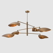 Modern Raw Brass Leaf Chandelier Pendant Lamp Contemporary Living Room Fixture picture