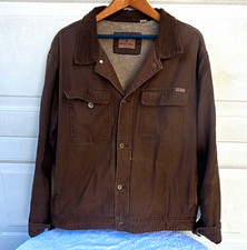 Woolrich Men's Brown Sherpa Lined Button Jacket Cotton Shell Pockets XL picture