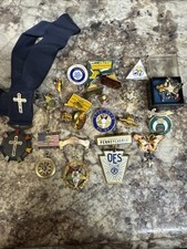 Free Mason Order Of The Eastern Star Pins Brooches Lapels Lot  Of 20+ Gold Tone picture