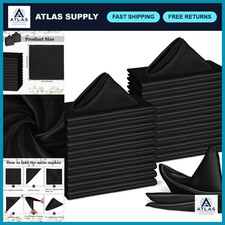 40 Pack Black Satin Napkins 17x17