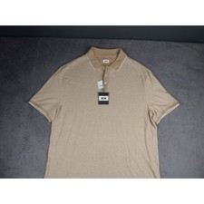 Joseph Abboud Mens Modern Fit Polo Shirt Tan Houndstooth Short Sleeve NWT L picture
