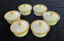 Antique Set of 6 Lenox 86 Ramekins with Lids Ivory Gold Trim Green backstamp picture