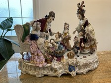 Antique Germany Dresden Volkstedt Porcelain Happy Family Grandmother’s Birthday picture