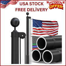 11 Gauge Heavy Duty Flag Pole with Thickened Aluminum Ball - 30 FT Black Extra T picture