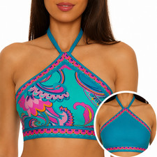 Trina Turk Mykonos Reversible High Neck Bikini Top Women's Swimwear NWT picture