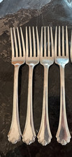4 Oneida Midtowne SS USA Glossy Scalloped Dinner Forks  Silverware picture