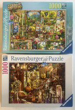 2 Ravensburger 1000 Pc Puzzles~ The Gardener's Cupboard & Merlin's Lab~ COMPLETE picture
