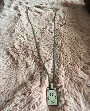 Gucci Silver GG Logo Rectangle Pendant Dog Tag Necklace picture