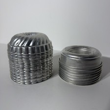 Vtg Aluminum Mini Jello Cake Molds Lot of 21 Individual Bundt & Ring Pans picture