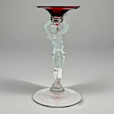 Vintage Cambridge Glass 3011 Carmen Ruby Red Nude Statuesque  Candlestick (C) picture