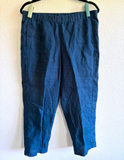 J. Jill Love Linen Women’s Blue Solid Linen Capri Pants Elastic Waist Size S picture
