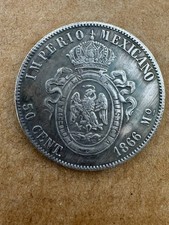 Coin Mexicano 50 Cent 1866 Mo. Maximiliano picture
