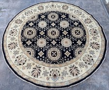 6x6 ft Black Round Hand Knotted Ziegler Oushak Oriental Afghan Living Room Rug picture
