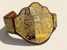 NWA BIG GOLD WORLD HEAVYWEIGHT TITLE BELT ADULT SIZE DUAL PLATED 2MM HD QUALITY. picture