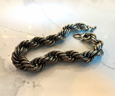 Taxco Mexican 925 Sterling Silver Heavy Roped Band Chain Necklace picture