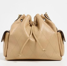 AUTH Tory Burch Charlie Pecan Quilted Drawstring Bag NWT NO DUTIES picture