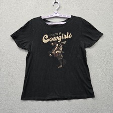 Shyanne Life Women Shirt M Black Graphic Western Tee Crew Neck Pullover picture