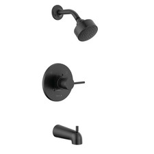 Modern Cylindrical 1-Handle Wall Mount Tub and Shower Trim Kit in Matte Black (V picture