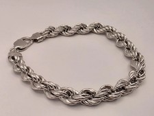 925 Sterling Silver Rope Bracelet 9 in Heavy Twisted Chain 19.2g picture