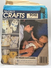 Vintage 1984 McCall's Crafts 9051 Baby Pinless Cloth Diaper & Wrap UNCUT picture