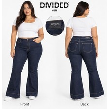 Divided H&M Women Dark Wash High Waist Flare Jeans Size 20 Stretch Denim picture