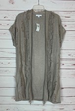 J.Jill Pure Elements Women's XSP Mocha Long Sleeveless Sweater Vest NEW Tag $129 picture