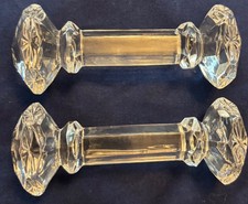 Two Vintage Faceted Crystal Molded Glass Dumbell Knife Rests picture