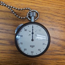 WORKS Vintage Heuer 1/100 Decimal Mechanical Stopwatch Side Slider Ref 401.213 picture