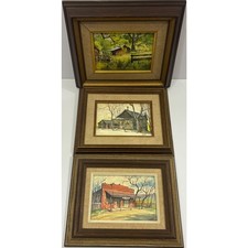 Set of 3 Signed R. Baker Original Paintings — Framed (5x7 Art) Fine Art picture