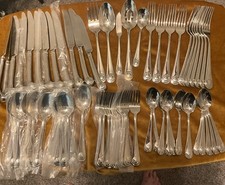 Wallace -circle / Atom? Pattern Flatware -18/10 Stainless Service For 10+- Rare picture