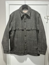 VTG 70/80s Filson Mackinaw Wool Double Cape Style 95 Gray Tweed Wool Jacket picture
