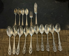 16 Pc Antique Sterling Silver Flatware Lot 7.7 Oz Spoons Fork Butter Knife Mixed picture