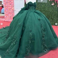 3D Flowers Quinceanera Dress Green Ruffles Sweetheart Birthday Party Ball Gowns picture