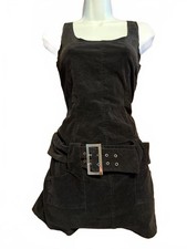 Vintage 90s Y2K Wet Seal Black Velvet Belted Mini Dress Small picture