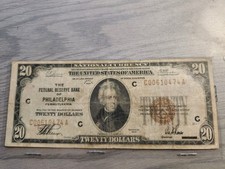 1929 $20.00 National Currency Brown Bill picture