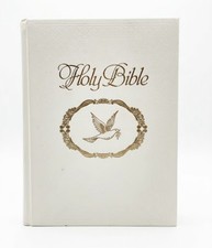 Vintage 1971 Holy Bible KJV Dove Of Peace Large Family HC Illustrated Red Letter picture