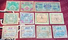 1944 World War II Allied Military Currency 11 Lot France, Germany, Italy & Japan picture
