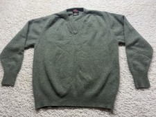 O'Connells Mens Lambswool V Neck Sweater Green Made in Scotland Size XL EUC picture