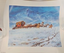 Vintage W.A. CHARNSTROM David Thatcher Print Western Stagecoach Numbered 14x17 picture