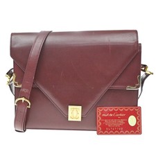 MUST DE CARTIER 2C Logo Shoulder Bag Red Leather GHW 09CB138 picture