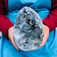 5.65LB Natural Blue Celestite Geode Quartz Crystal Mineral Specimen Healing picture