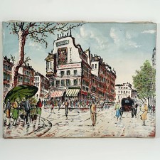 Vintage French Paris Street Scene Oil Painting on Canvas picture