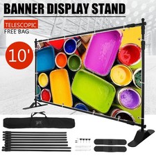 8x10Ft Banner Stand Heavy-Duty Backdrop Stand Telescopic Adjustable Repeat Step picture
