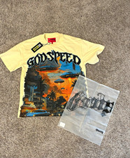 Godspeed Men's Beige Graphic Print Logo Crew Neck Short Sleeve Tee Size S picture