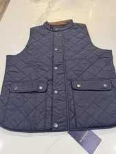 Okonkwo Mfg Co Olderbest Quilted Field Vest Gilet Navy Mens L Corduroy NWT picture