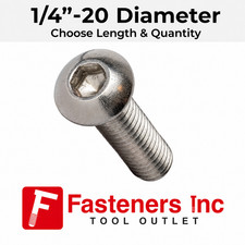 1/4-20 Button Head Socket Cap Screws Allen Bolts Hex Drive Stainless Steel 18-8 picture